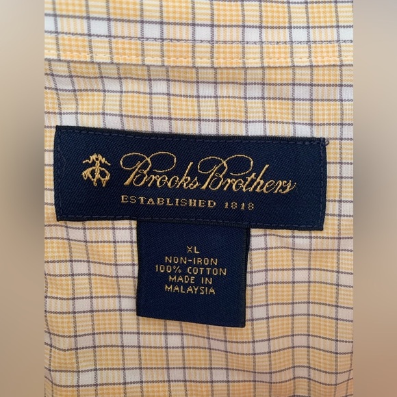 Brooks Brothers Long Sleeve Button down Shirt Cotton Yellow Plaid CL Non Iron - Picture 6 of 6